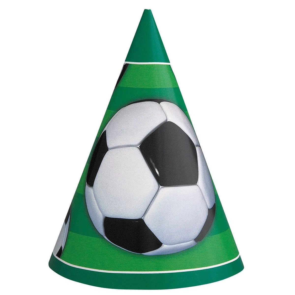 3D Soccer Party Hats, 8 per Package