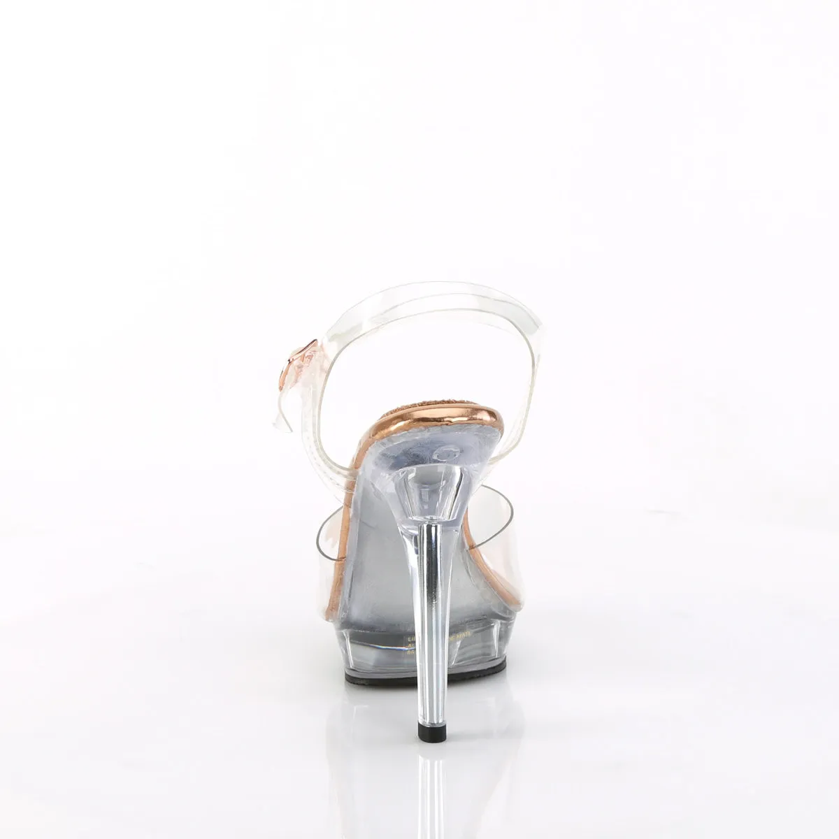 5 Inch Heel LIP-108 Clear Rose Gold