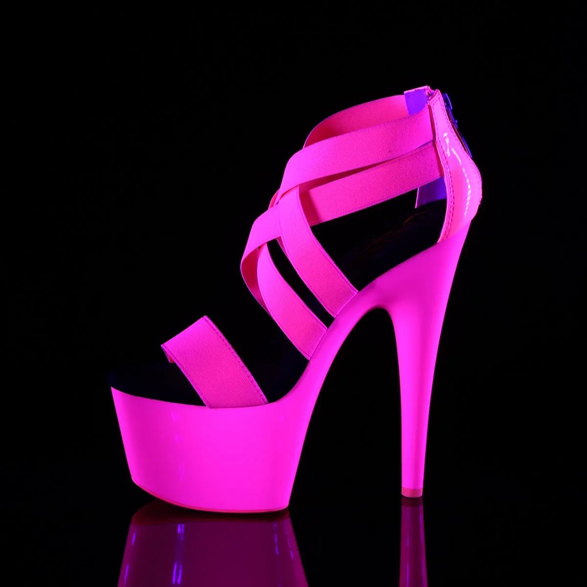 ADORE-769UVP Neon Pink Blacklight Strappy Platform Stripper Sandal