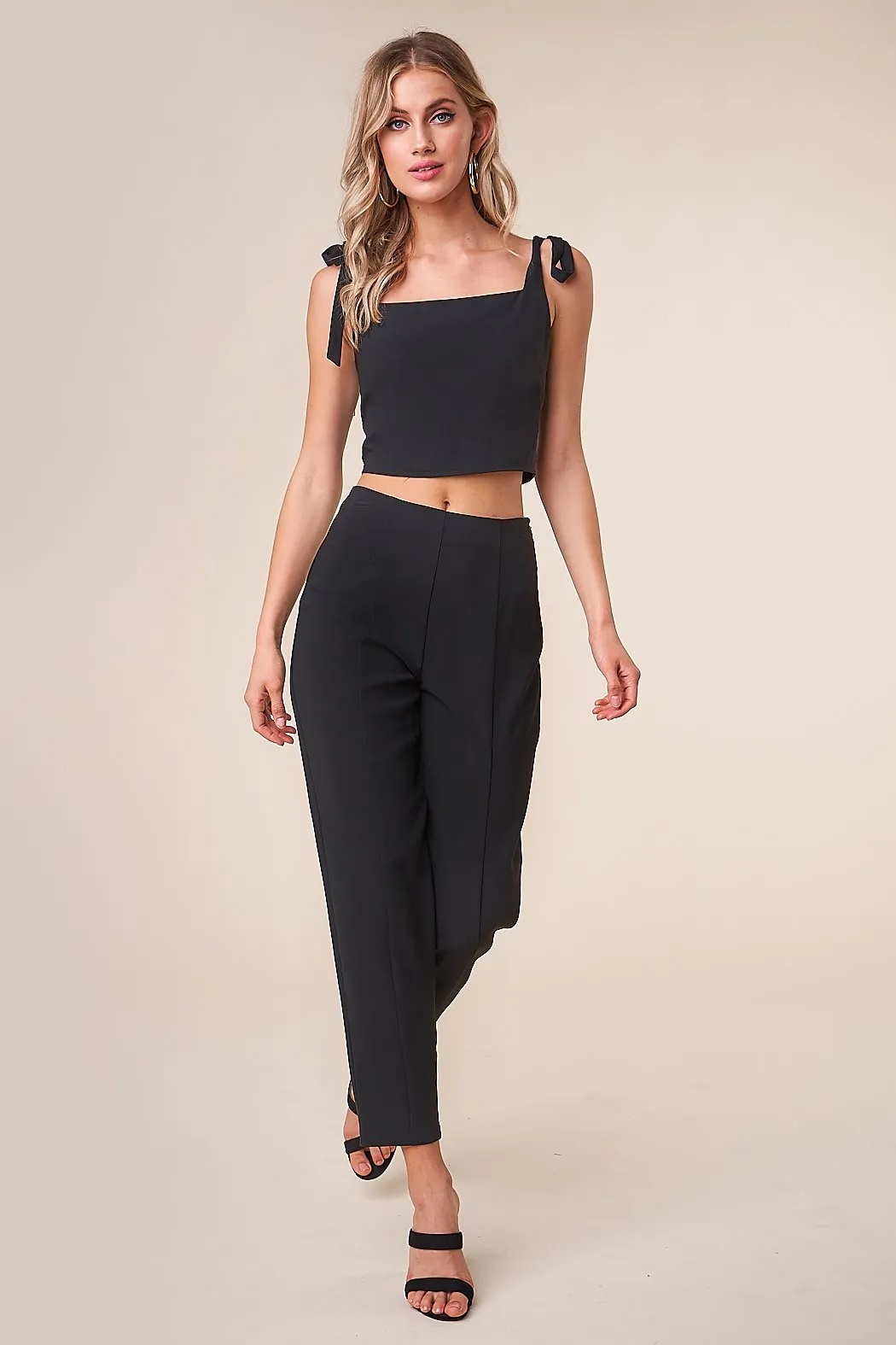 All Night Shoulder Tie Crop Top