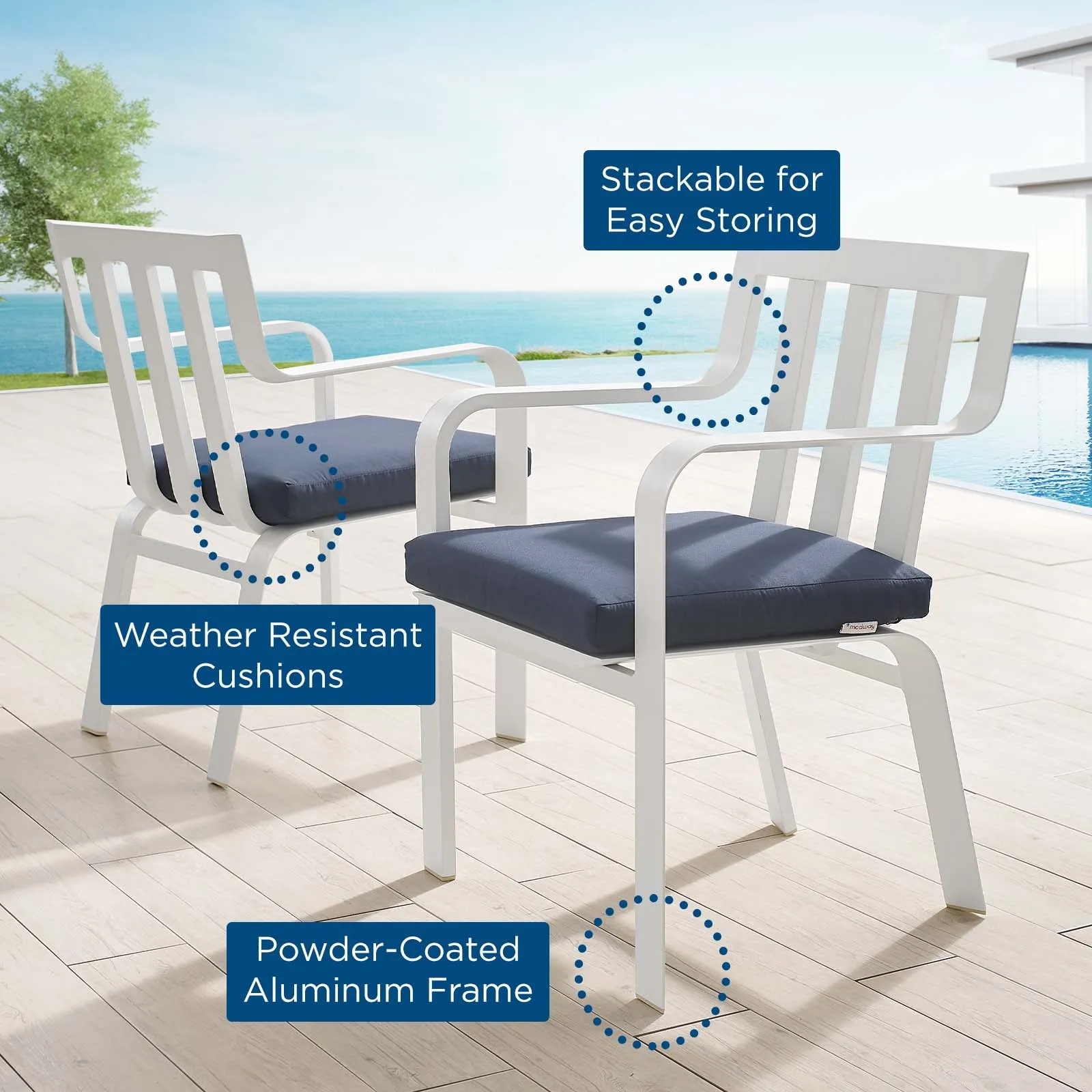 Baxley Outdoor Patio Aluminum Armchair Set of 2 by Modway