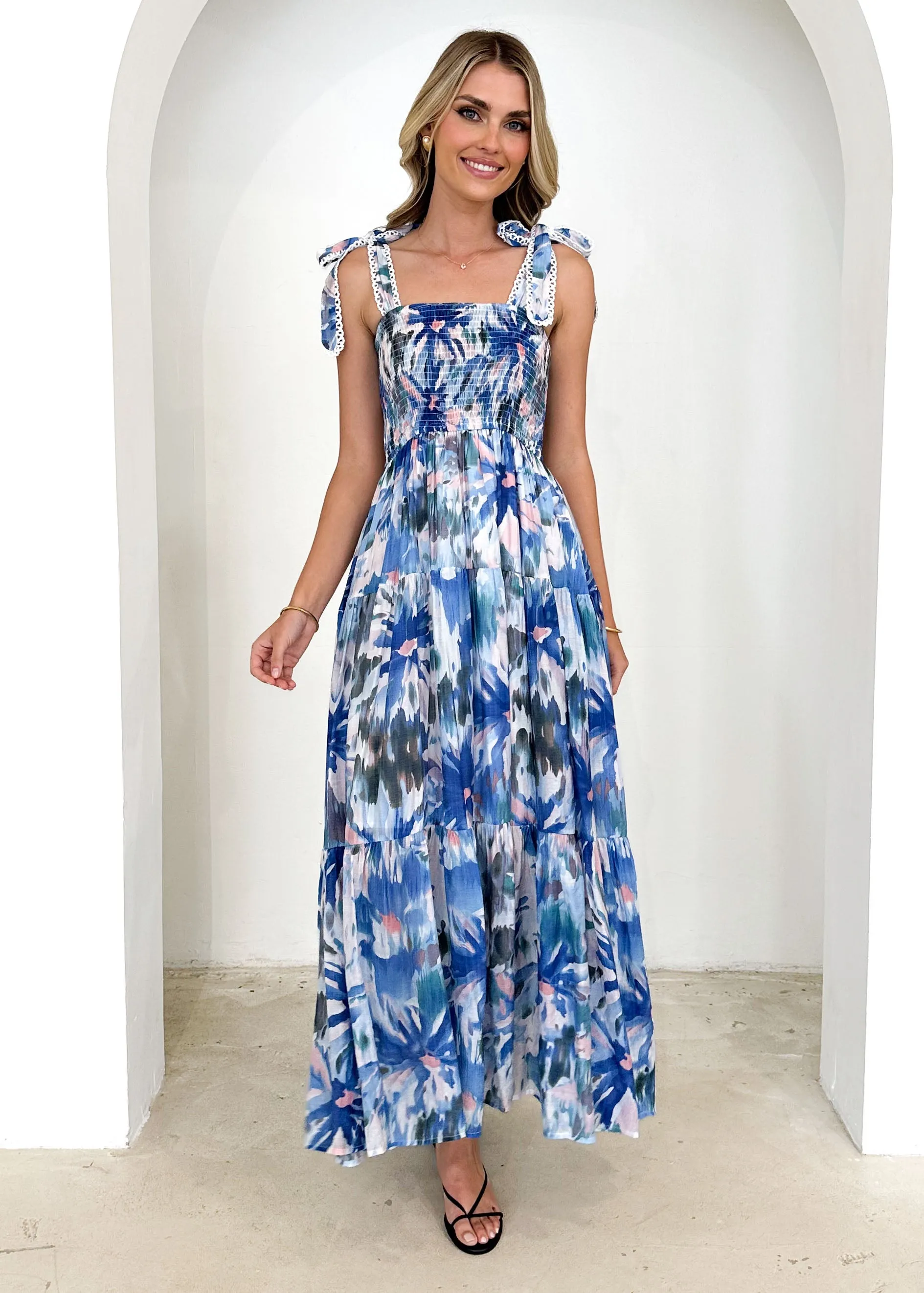 Beatrice Maxi Dress - Blue Floral