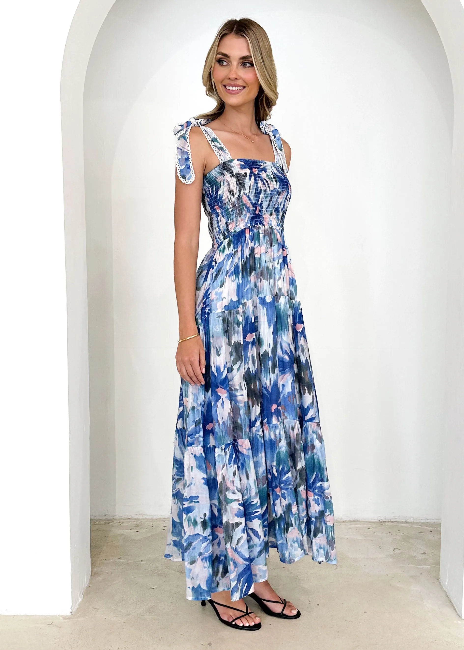 Beatrice Maxi Dress - Blue Floral