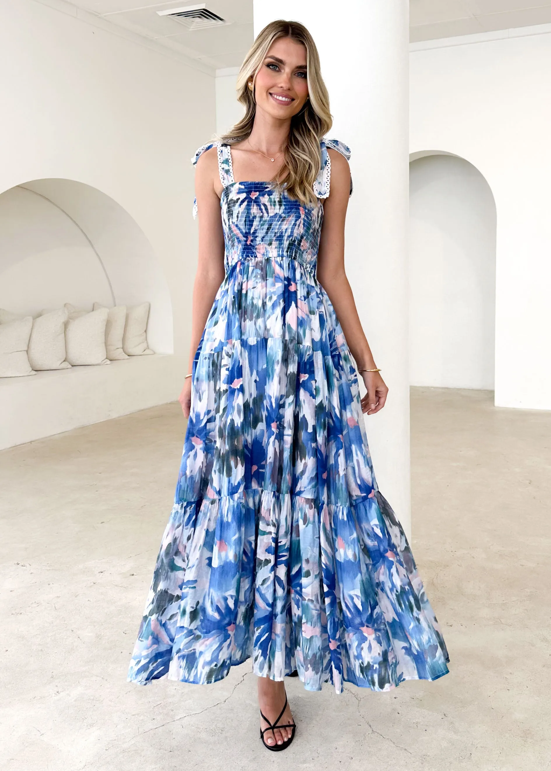 Beatrice Maxi Dress - Blue Floral