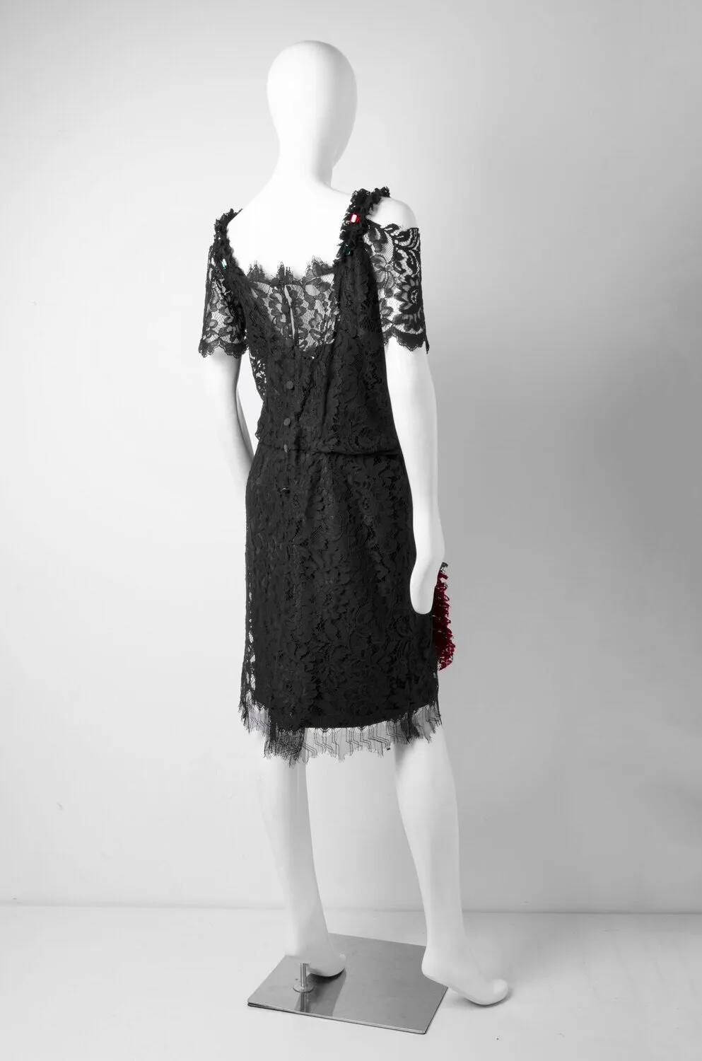 Black Embroidered Lace Dress