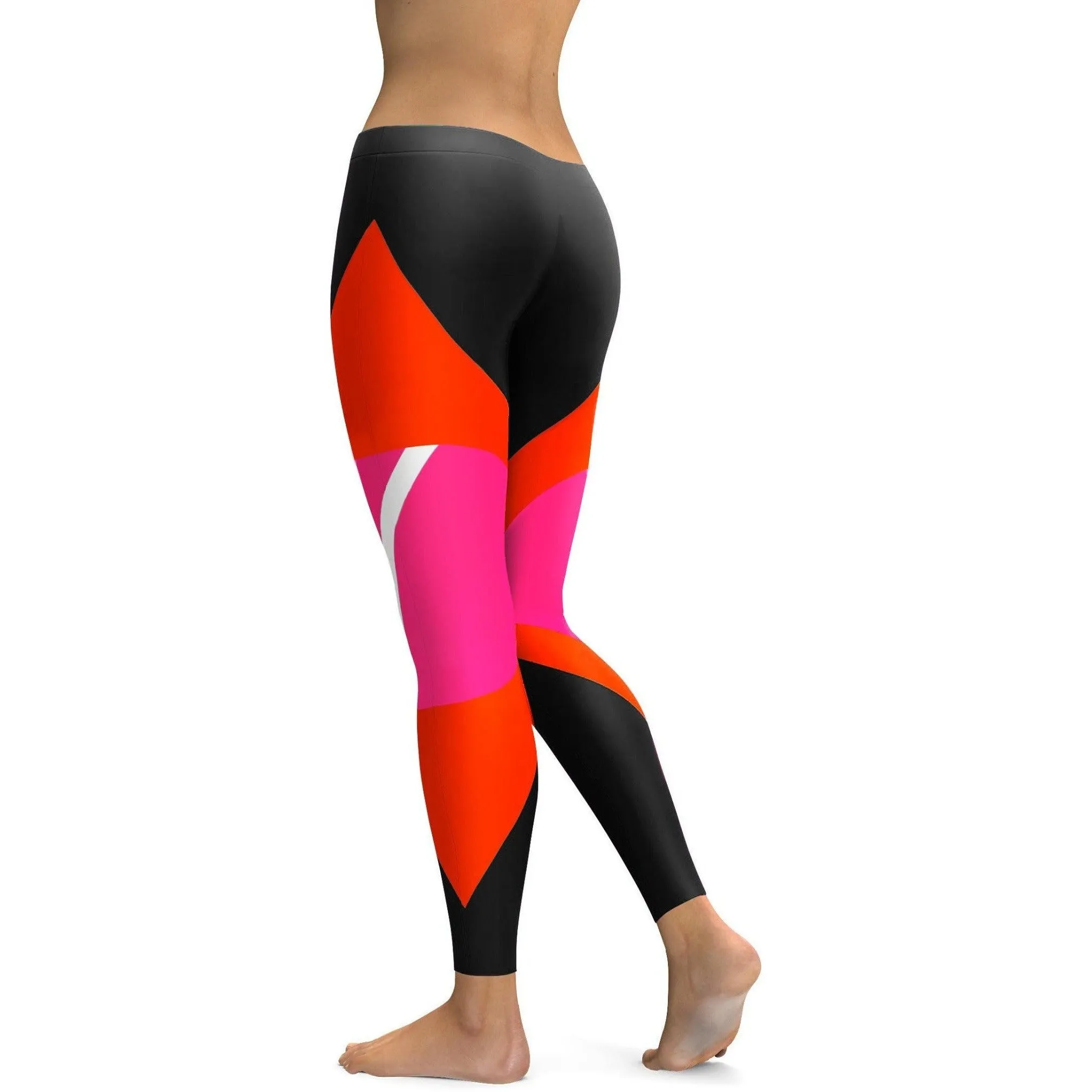 Black, Red, Pink Colorblock Leggings