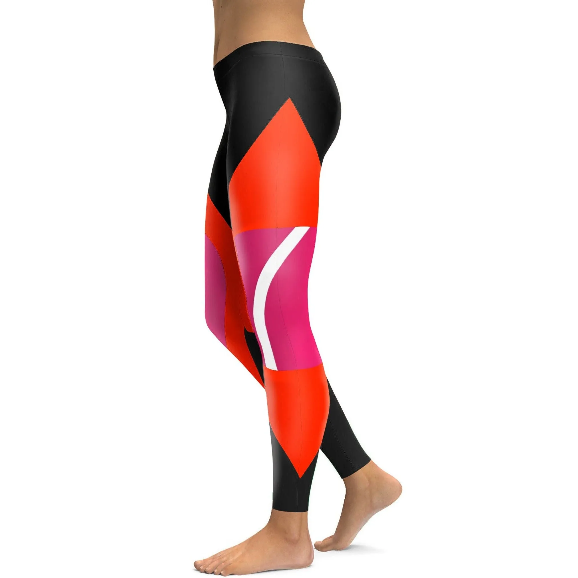 Black, Red, Pink Colorblock Leggings