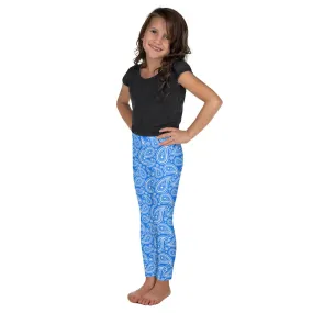 Blue & White Paisley Kid's Leggings