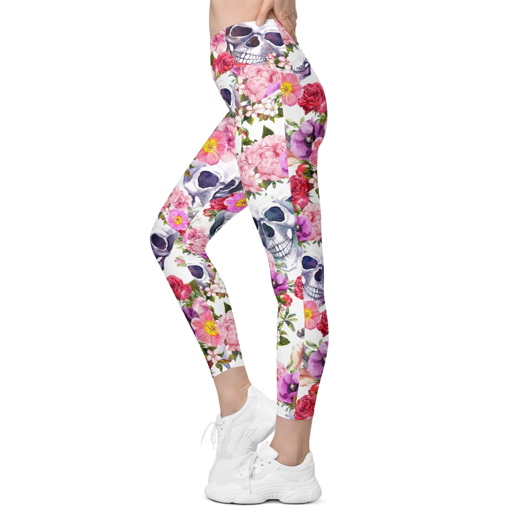 Boho Skull Crossover Leggings With Pockets