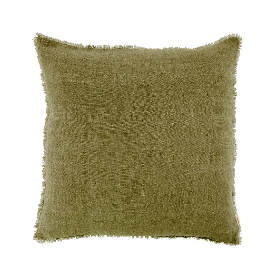 Cambri Dark Moss Linen Pillow