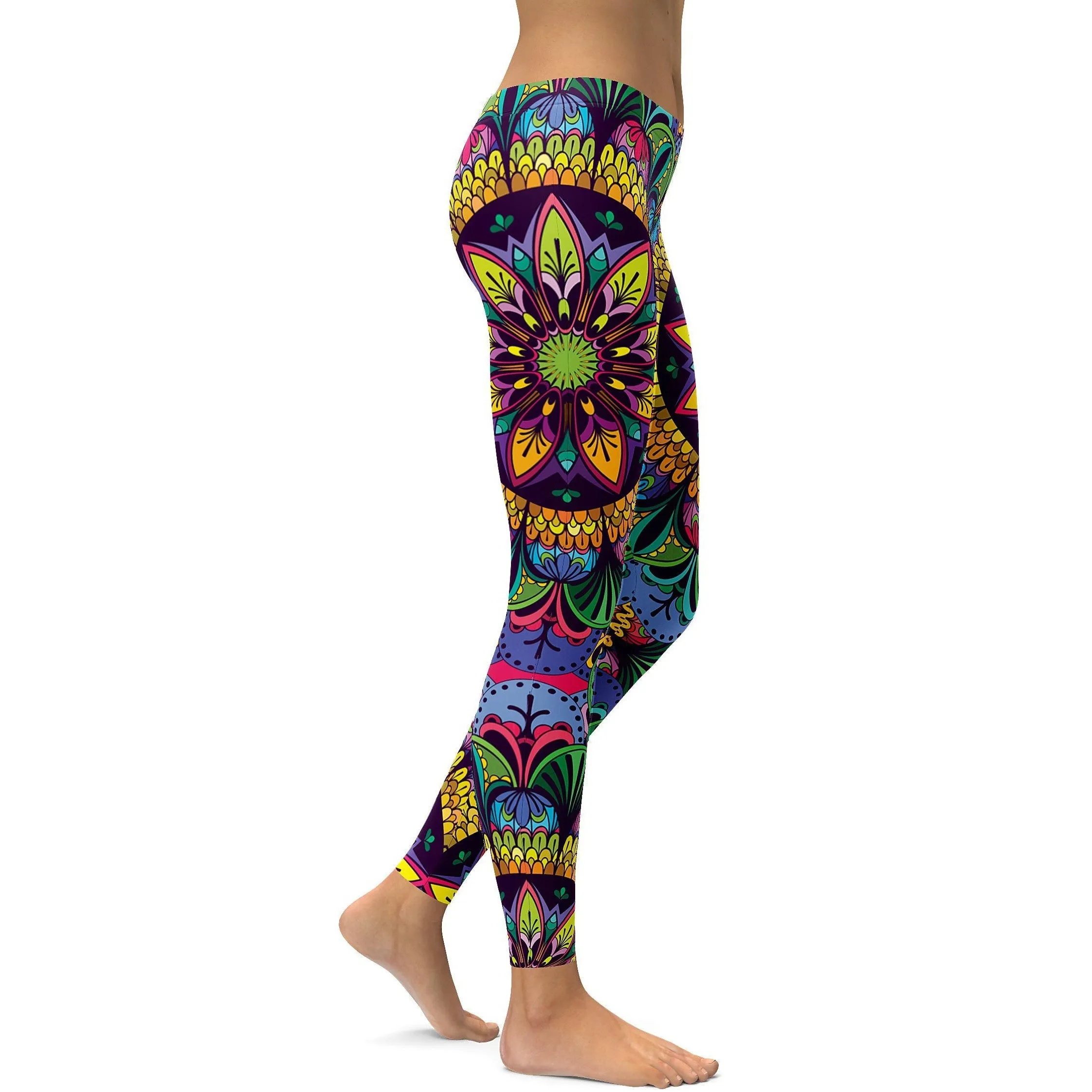 Colorful Yellow Mandala Leggings