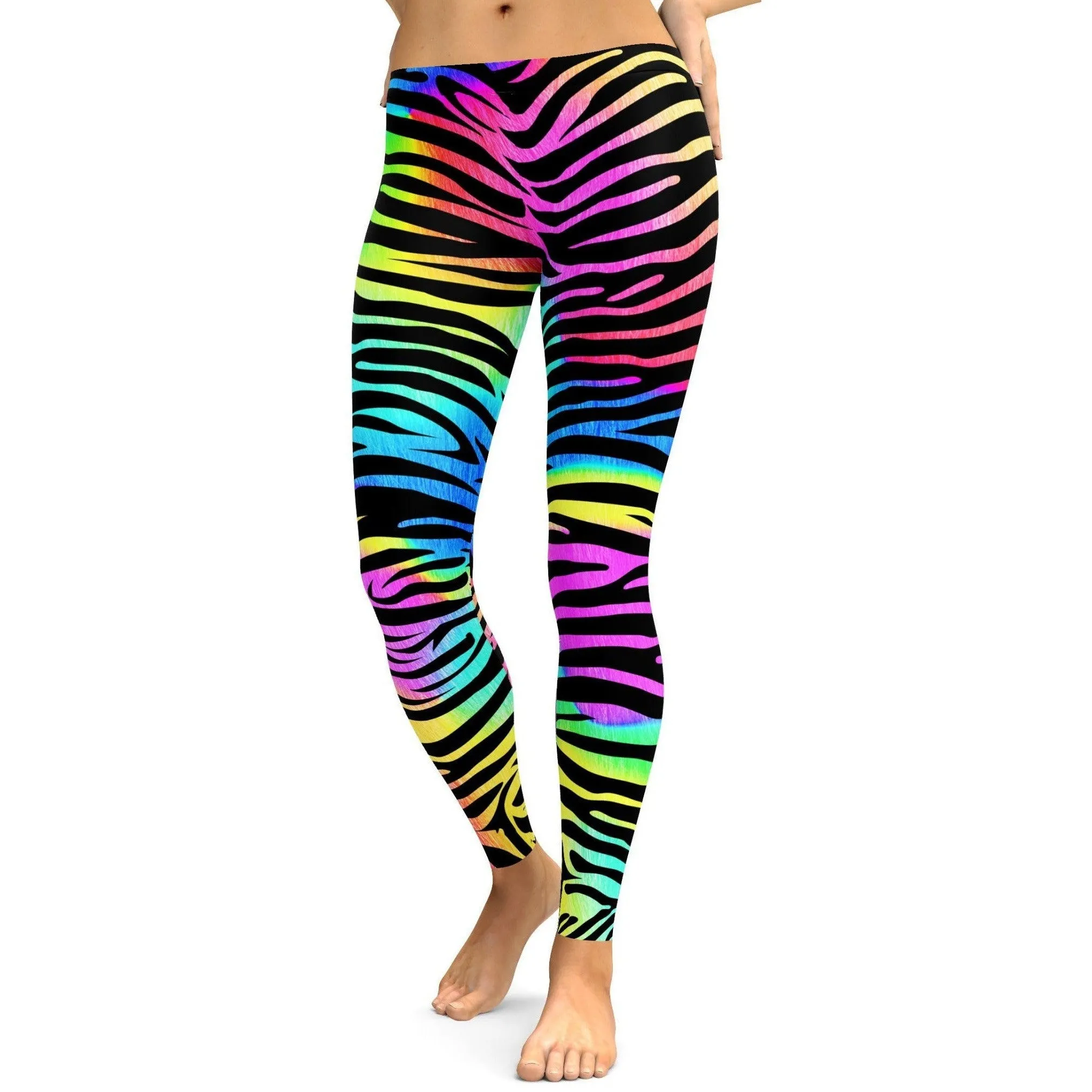 Colorful Zebra Striped Leggings