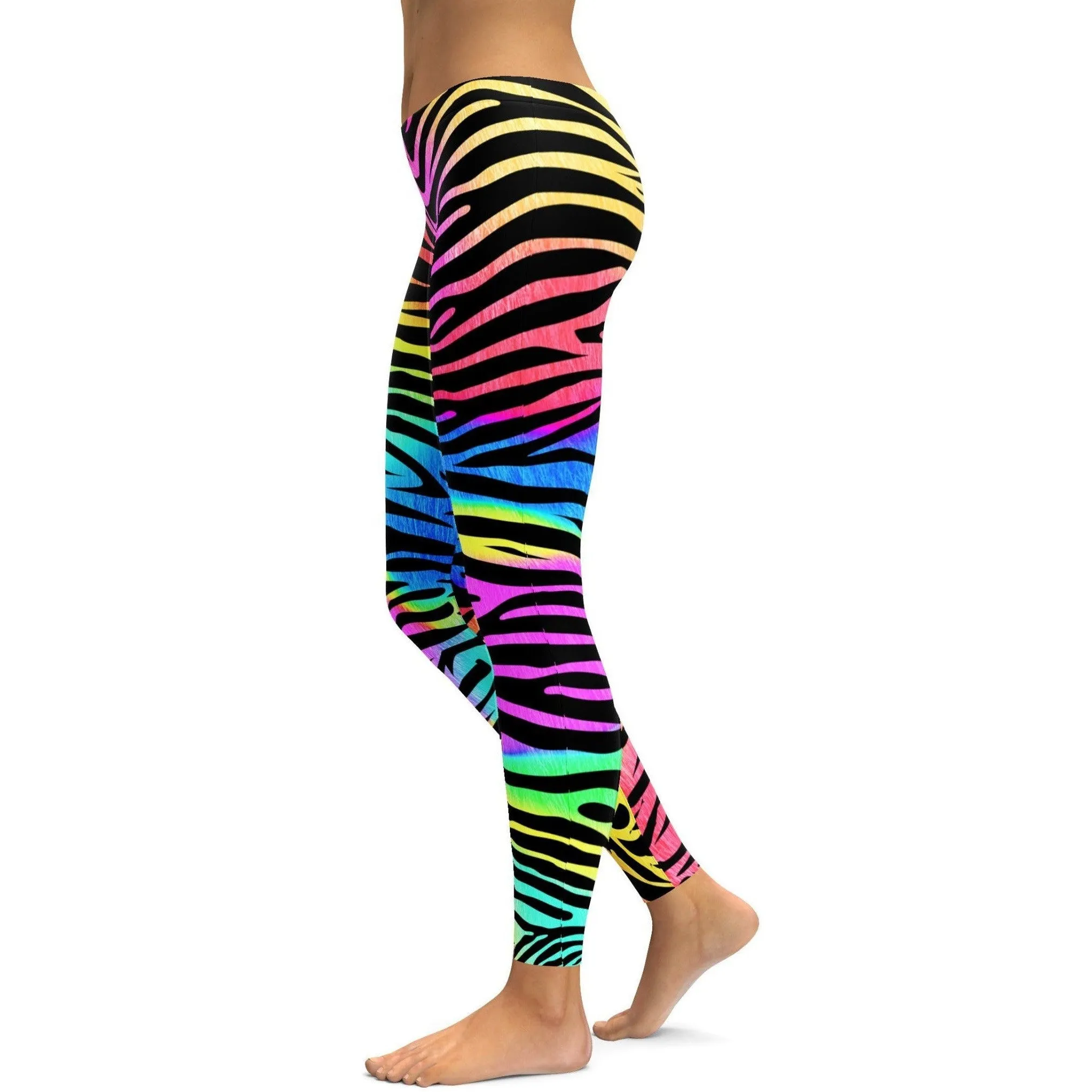 Colorful Zebra Striped Leggings