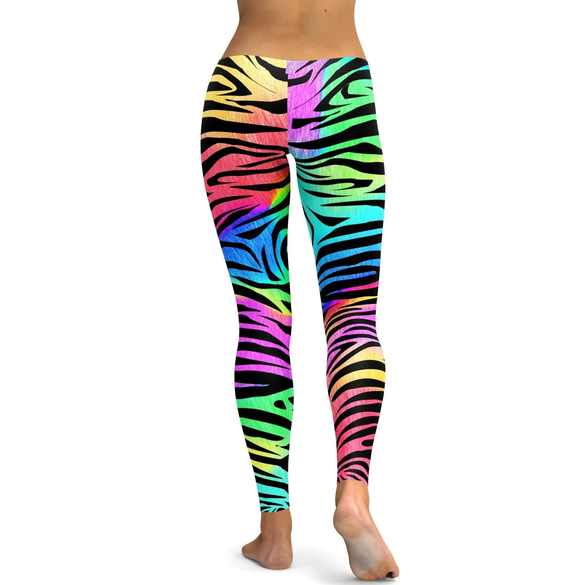 Colorful Zebra Striped Leggings