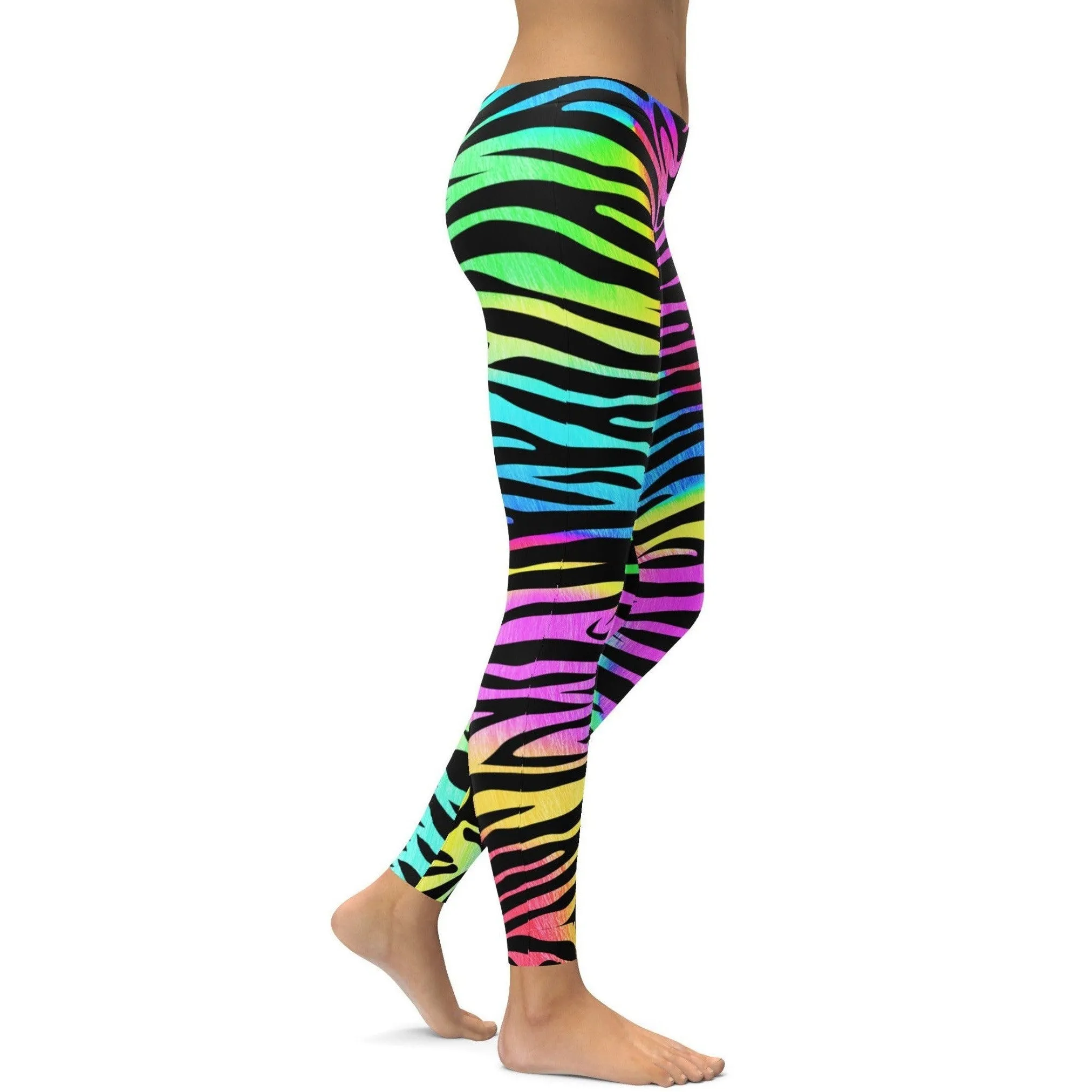 Colorful Zebra Striped Leggings