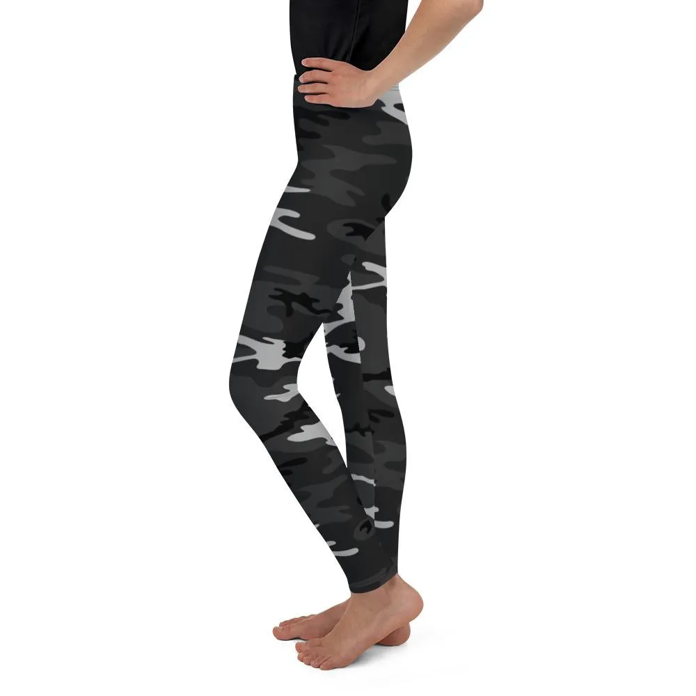 Dark Grey Camo Youth Leggings