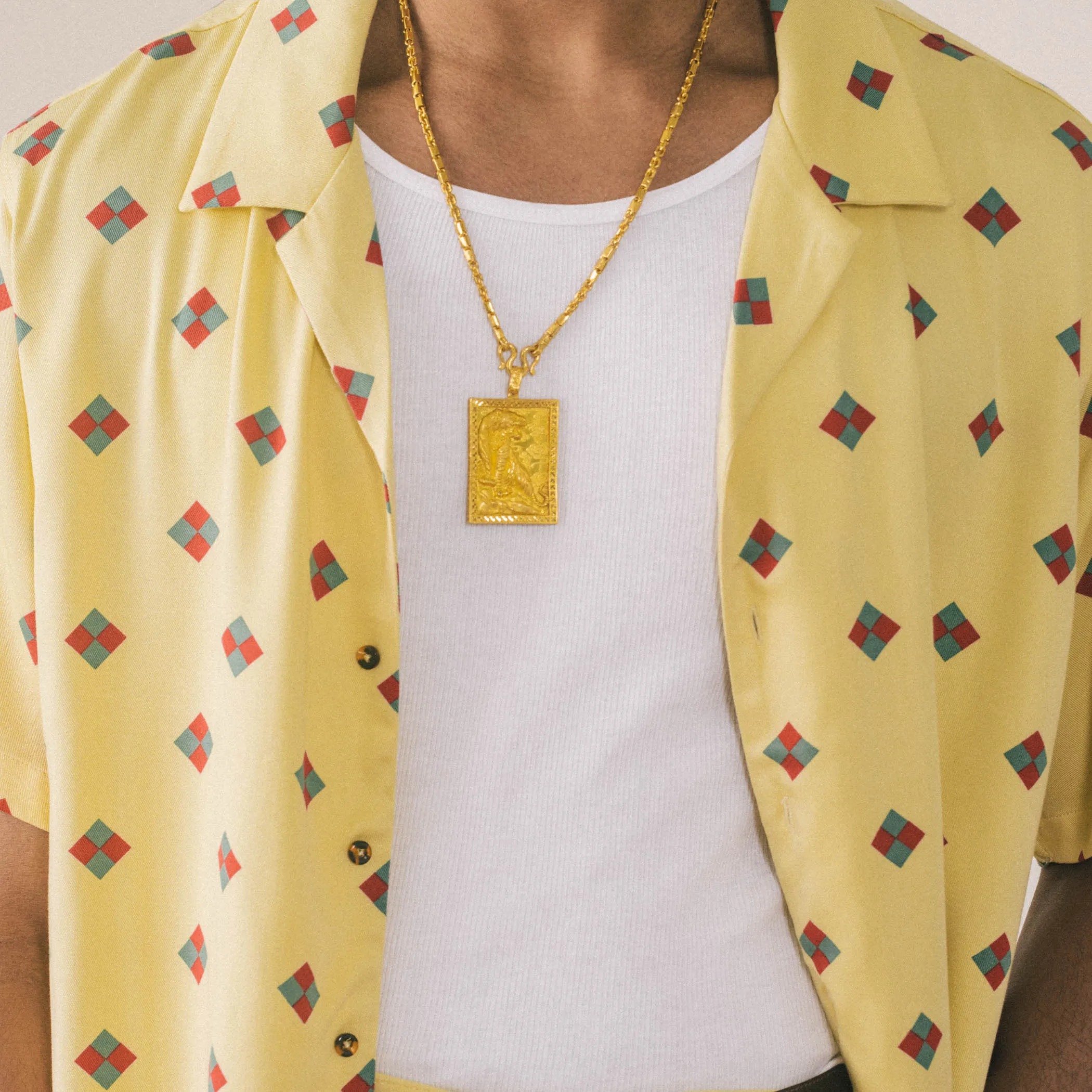 Diamonds Button Up - Yellow