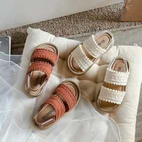 Double Strap Embroidered Sandals for Girls