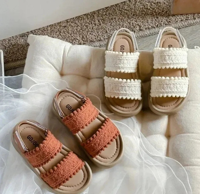 Double Strap Embroidered Sandals for Girls