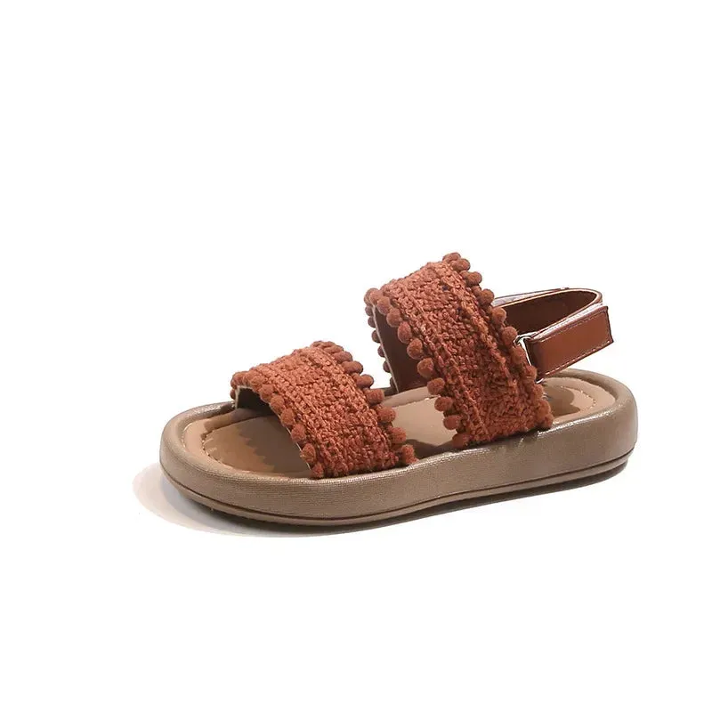 Double Strap Embroidered Sandals for Girls