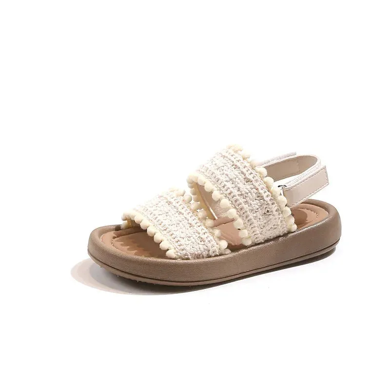 Double Strap Embroidered Sandals for Girls