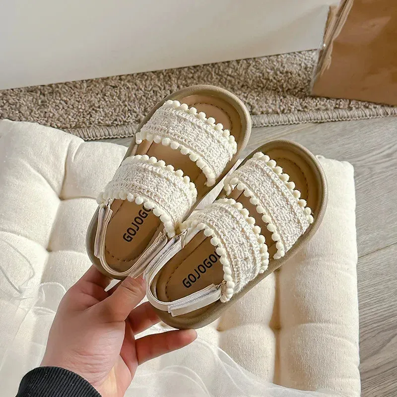 Double Strap Embroidered Sandals for Girls