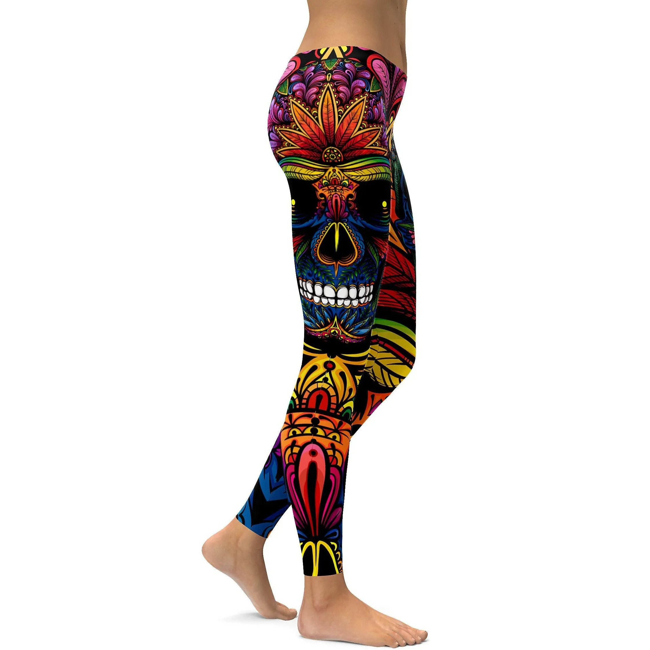 EDM - Rainbow Rave Skull Leggings