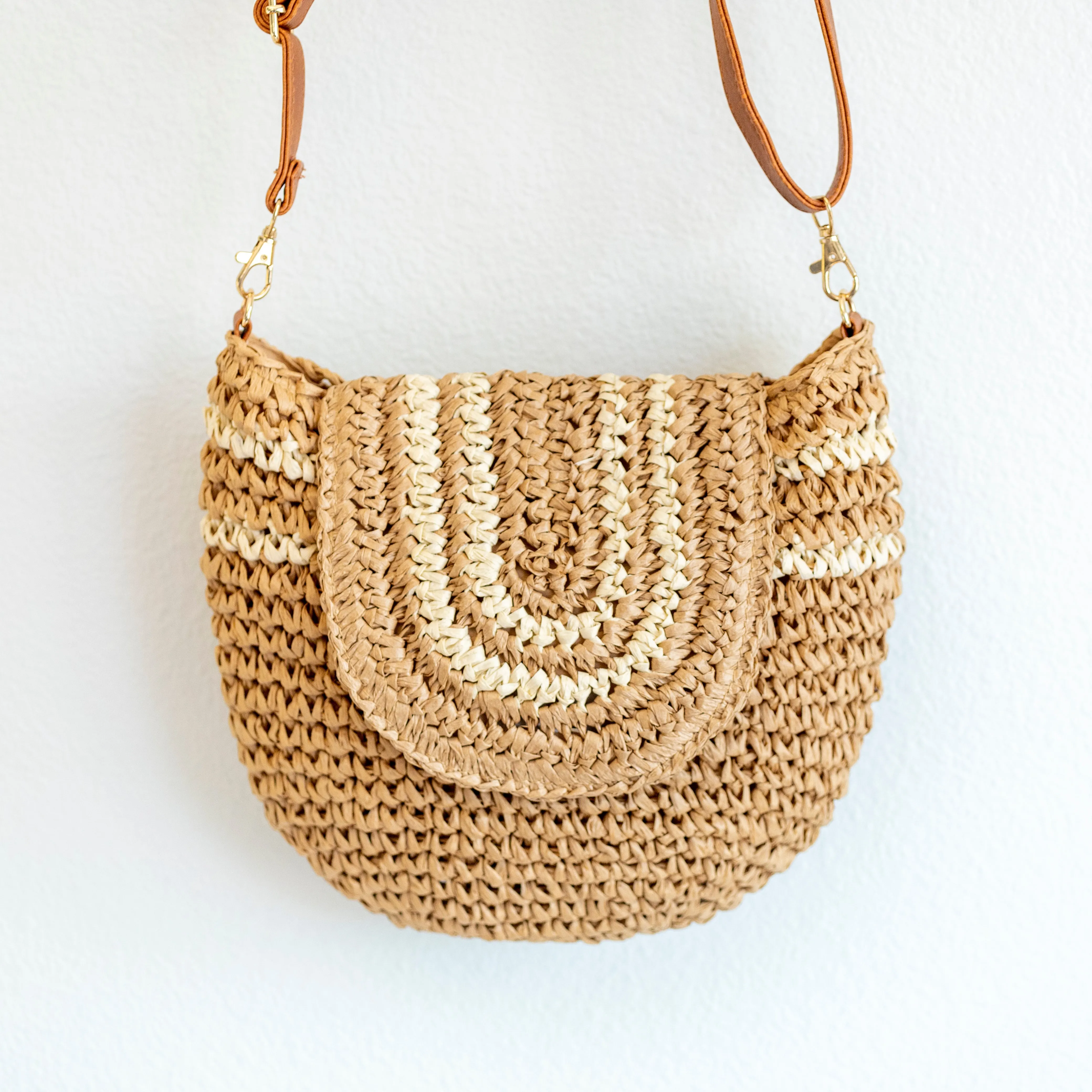 Elena Handbags Straw Woven Crossbody Bag