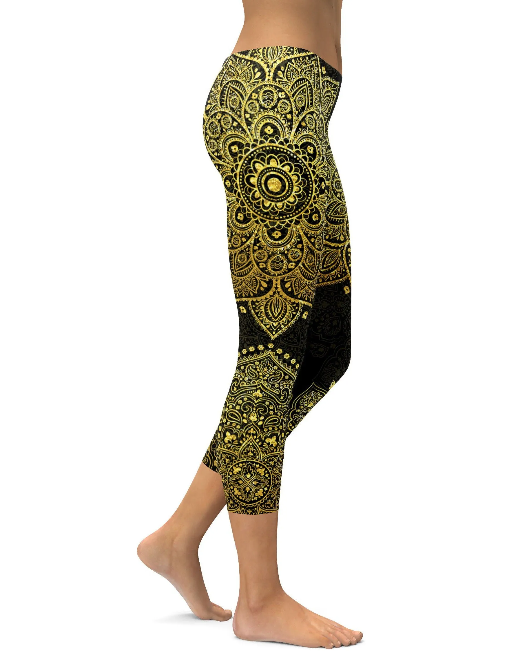 Faux Golden Mandala Capris