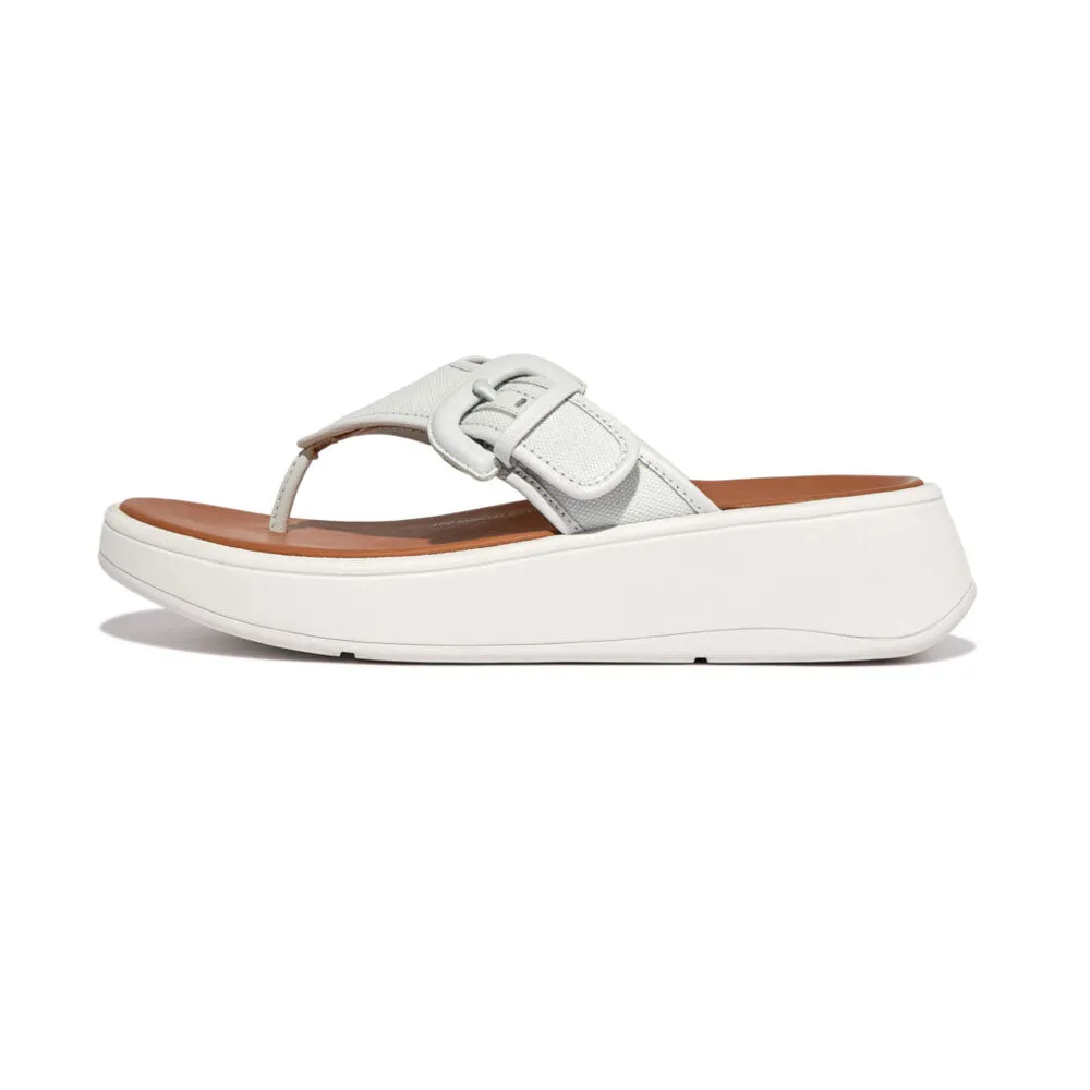 FitFlop F-Mode Flatform Buckle Canvas Sandals - Seafoam Blue