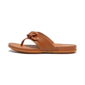 FitFlop Gracie Rubber Chain Leather Sandals - Light Tan