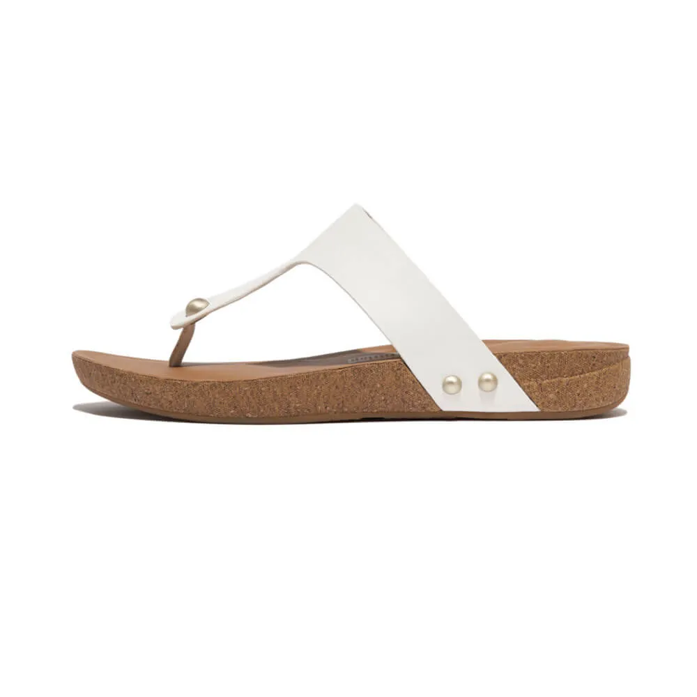 FitFlop Iqushion Leather Toe-Post Sandals - Urban White