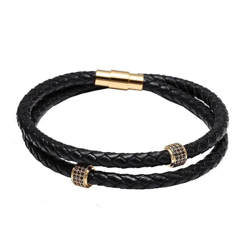 Giulio Braided Leather Bracelet With Magnetic Clasp