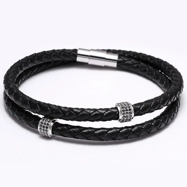 Giulio Braided Leather Bracelet With Magnetic Clasp