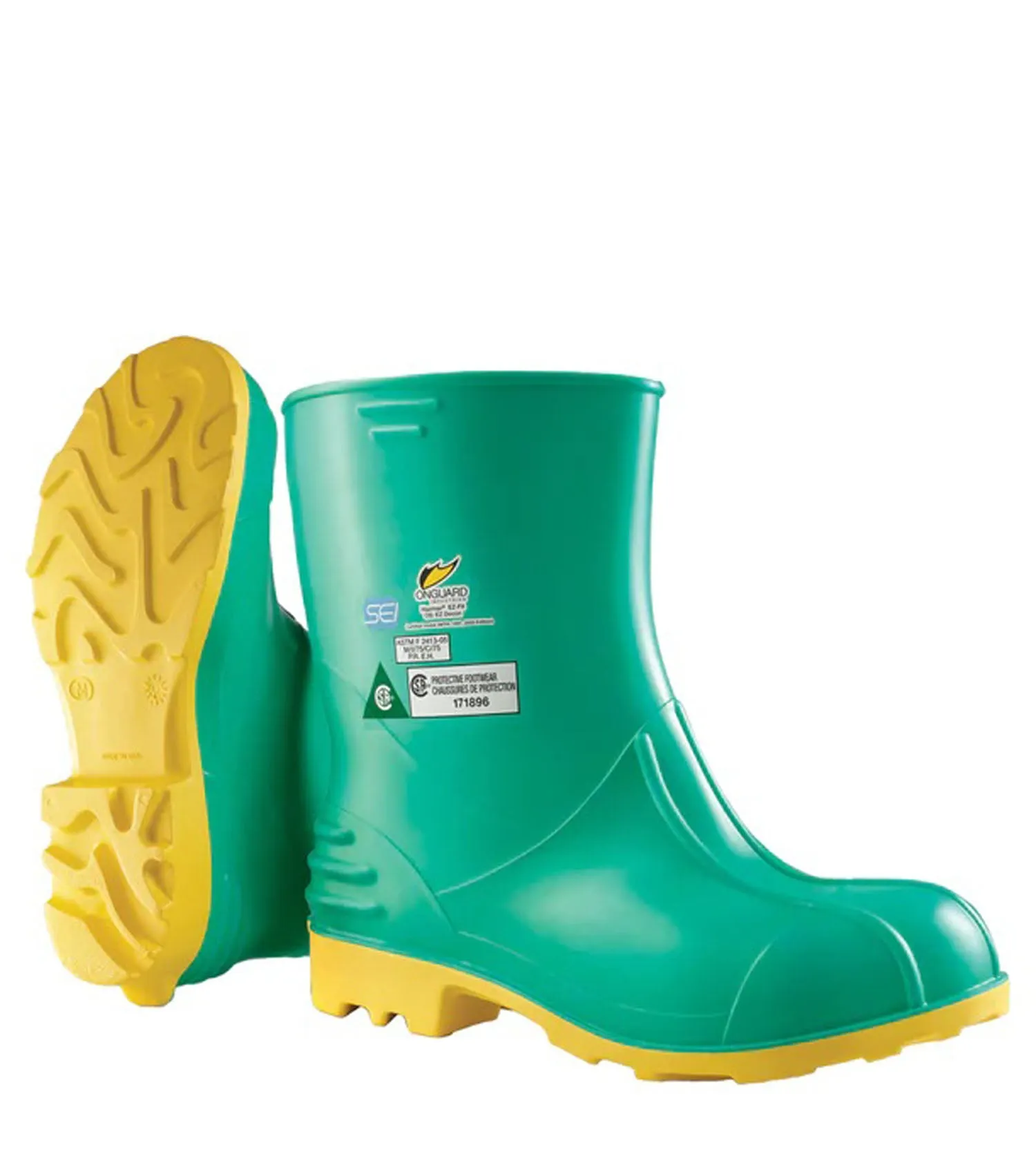 Hazmax EZ-FIT Steel Toe & Midsole, Green | PVC Work Boots .