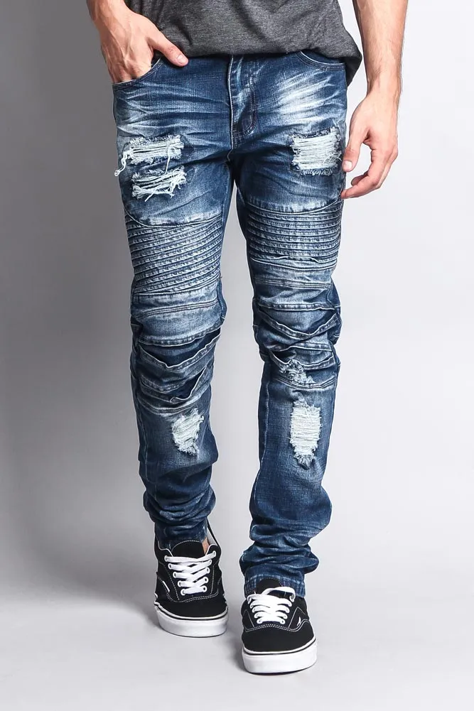 Heavy Dye Biker Denim Jeans