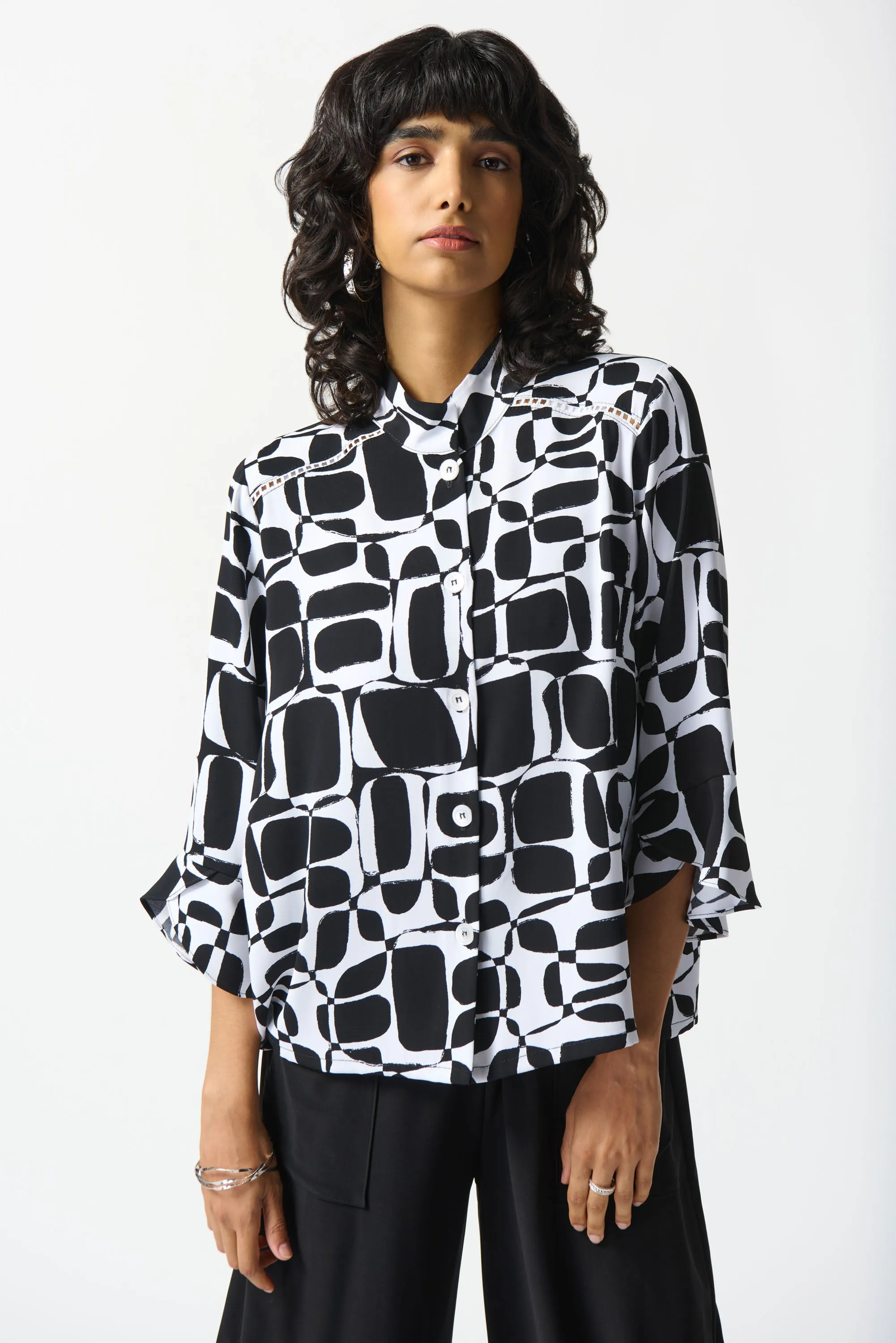 Joseph Ribkoff Woven Geometric Print Trapeze Blouse