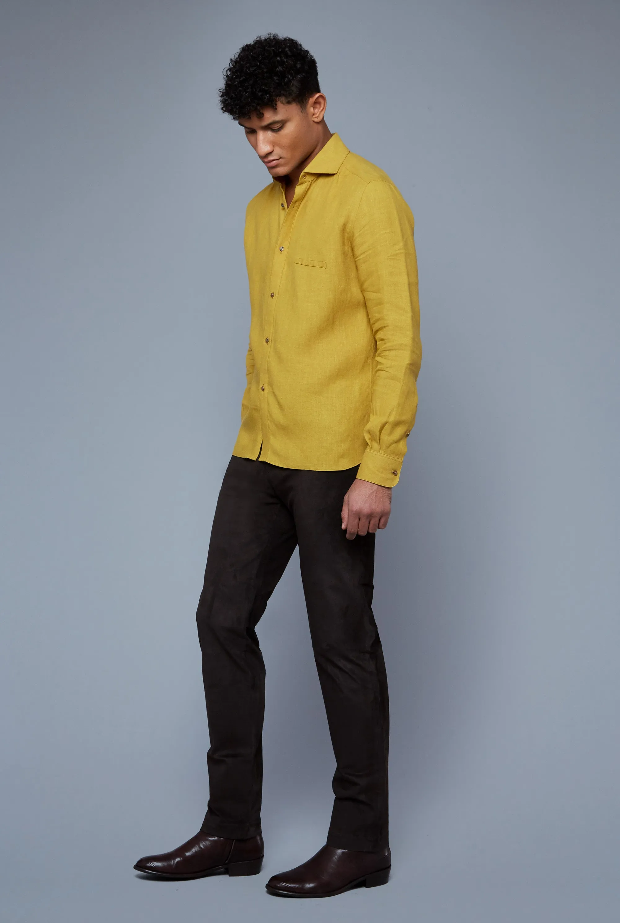 Linen Greenwich Shirt | Ochre