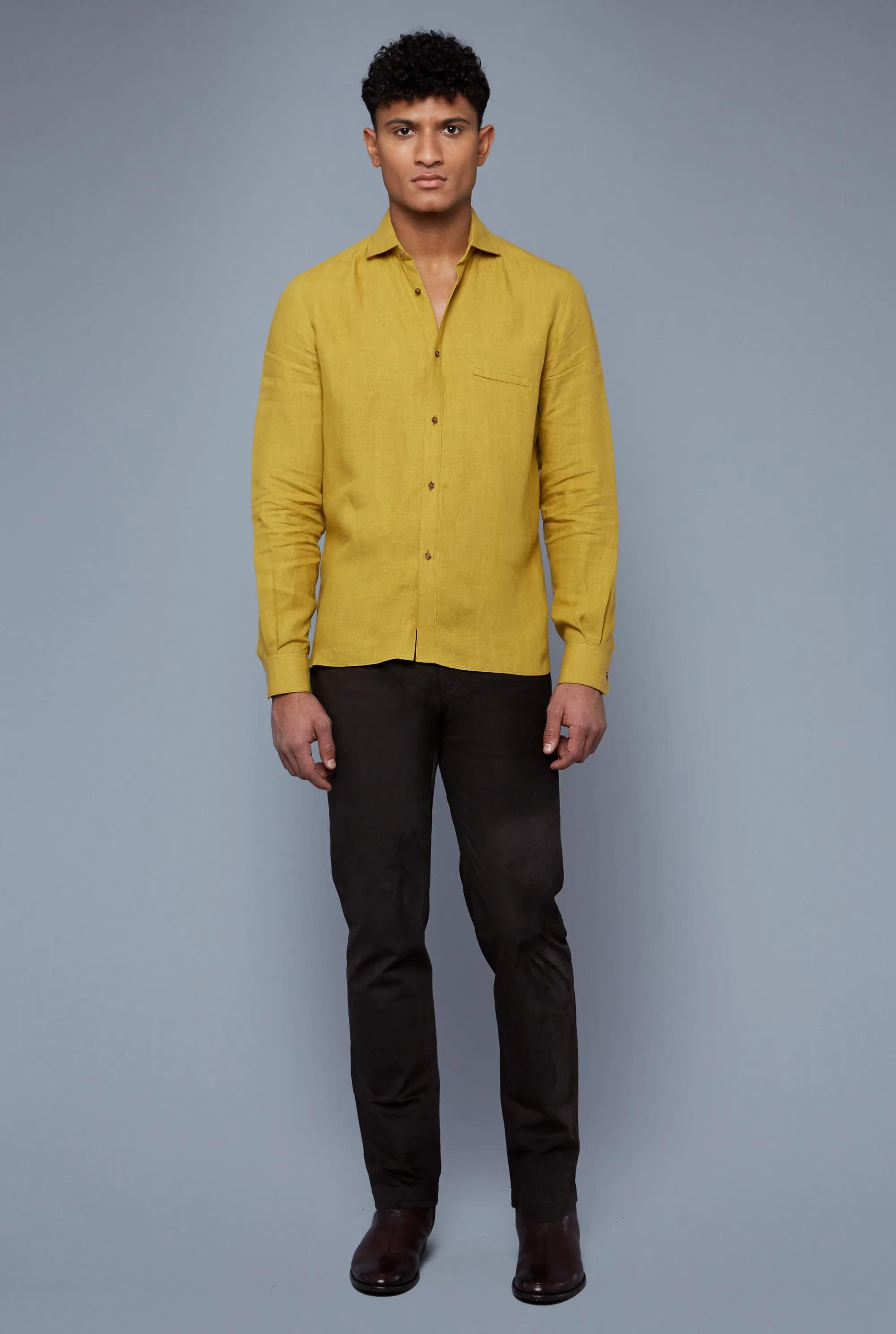 Linen Greenwich Shirt | Ochre