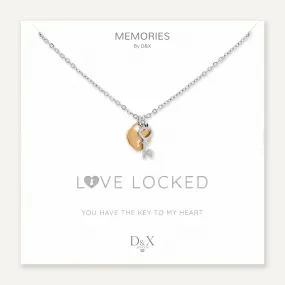 Memories: "LOVE LOCKED" | Lock and Key Necklace | White Gold & 18K Gold-Plated