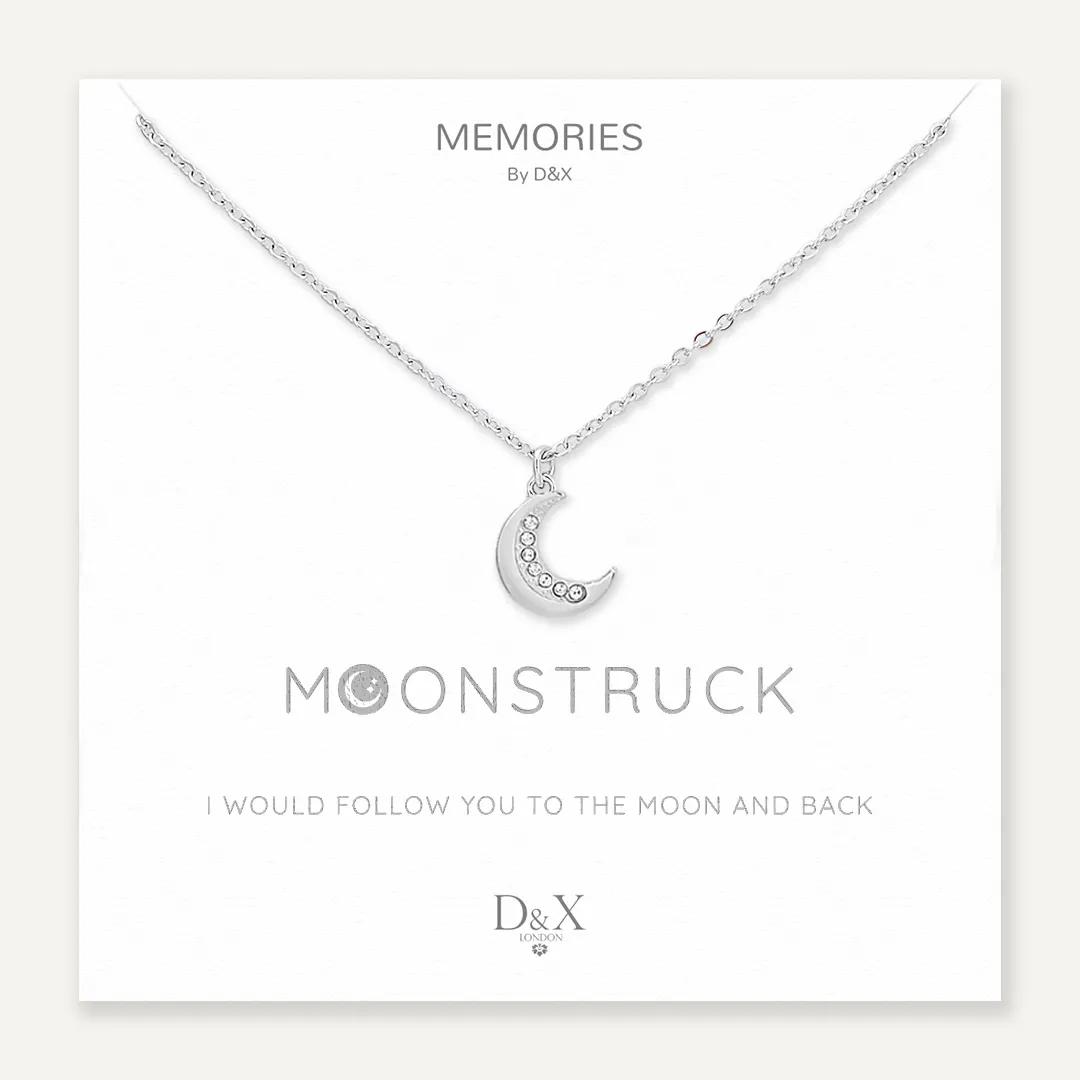 Memories: "MOONSTRUCK" | Moon Necklace | White Gold-Plated