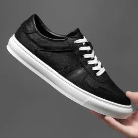 Men's Genuine Leather Casual Shoes Classic Fashion Male Lace up Flat White Black Fashion Sneakers  New Men Loafers