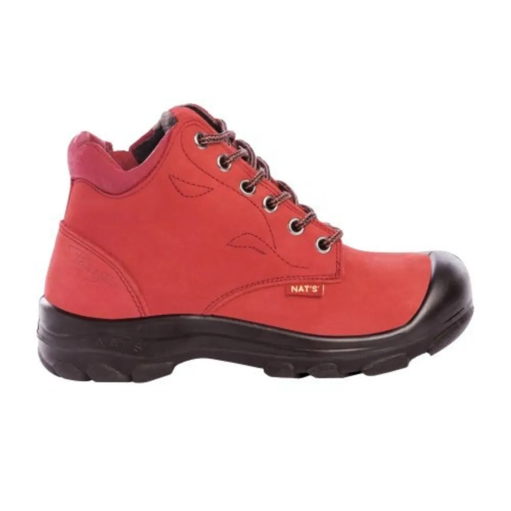 P&F S556 Women's 6" Steel Toe Work Boot With Side Zip - Red