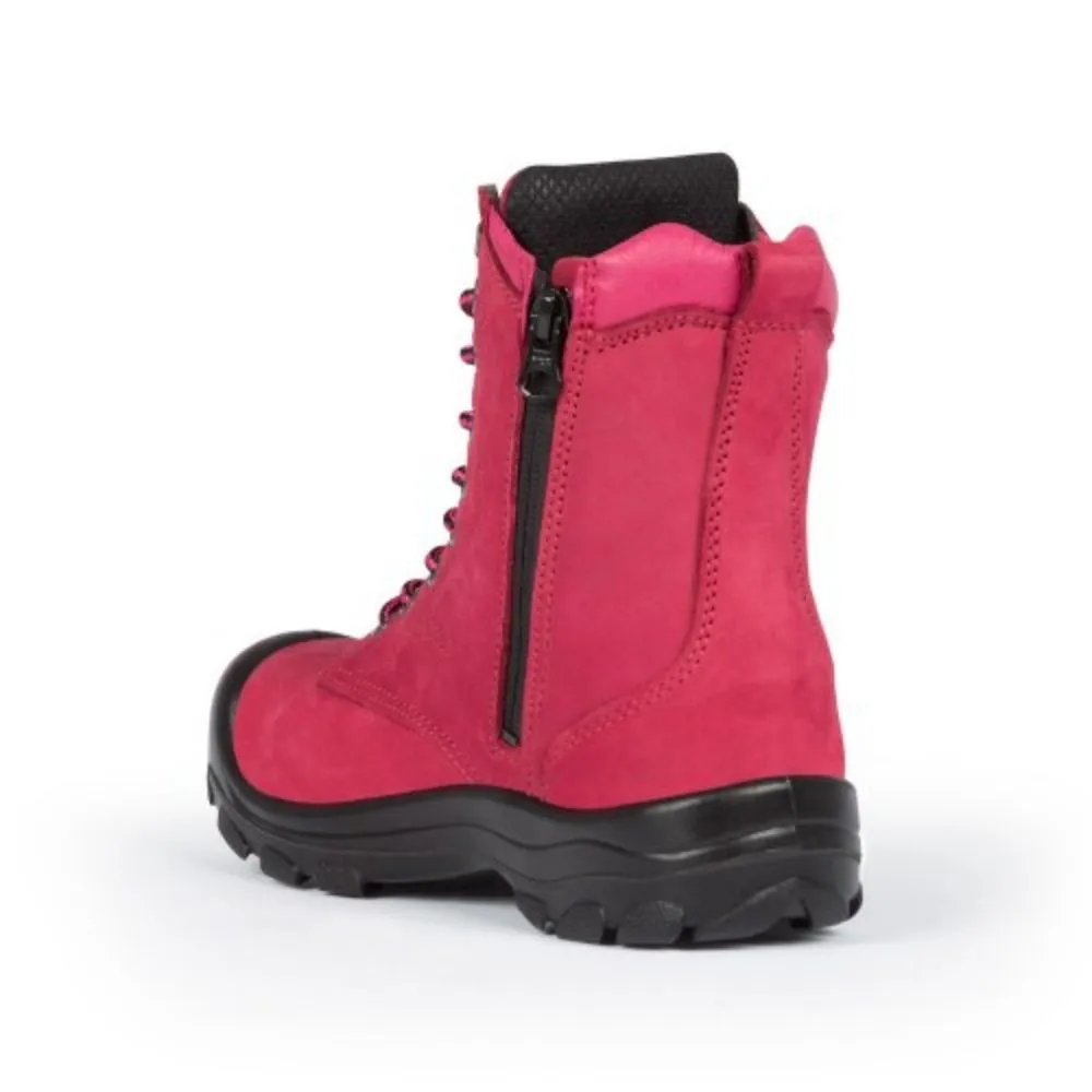 P&F S558 Women's 8" Steel Toe Work Boot With Side Zip - RED