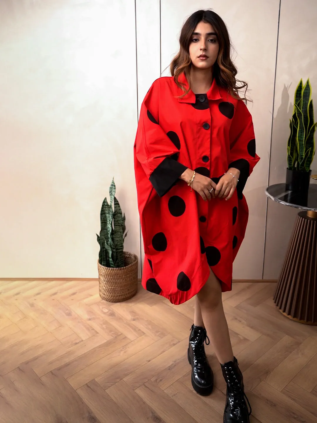 Polka Dot Red Oversized Dress