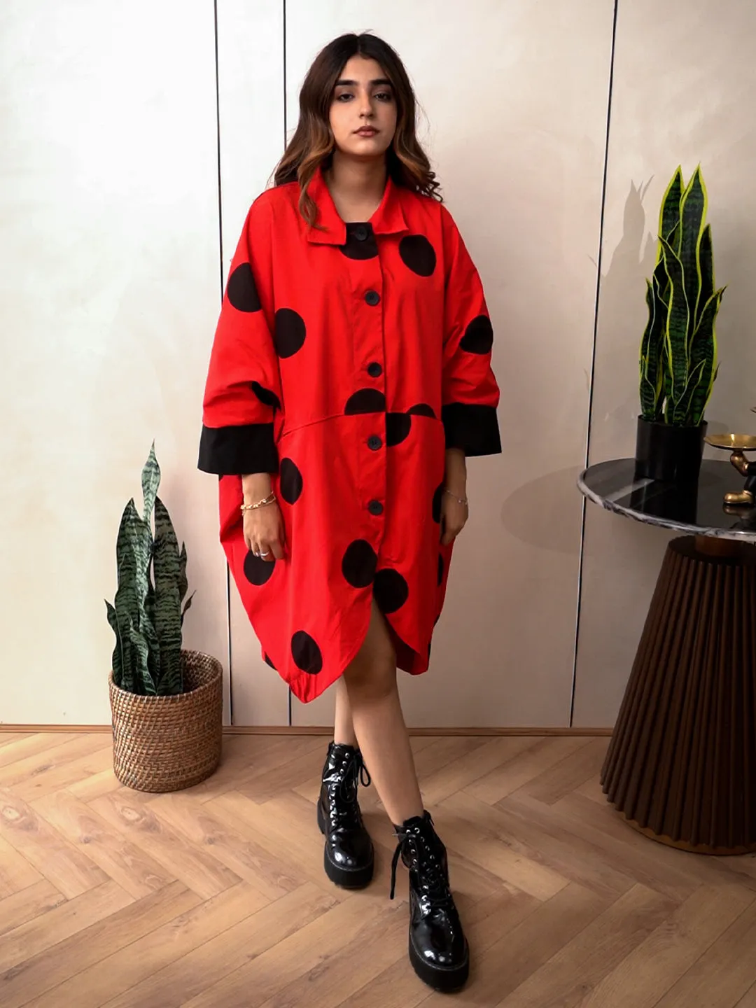 Polka Dot Red Oversized Dress