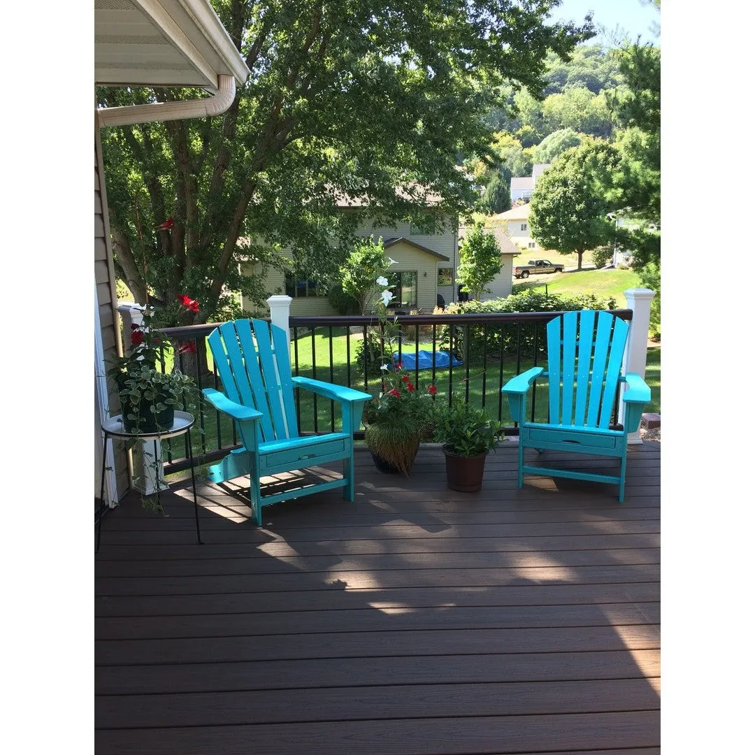 Polywood Outdoor Palm Coast Adirondack Chair With Hideaway Ottoman