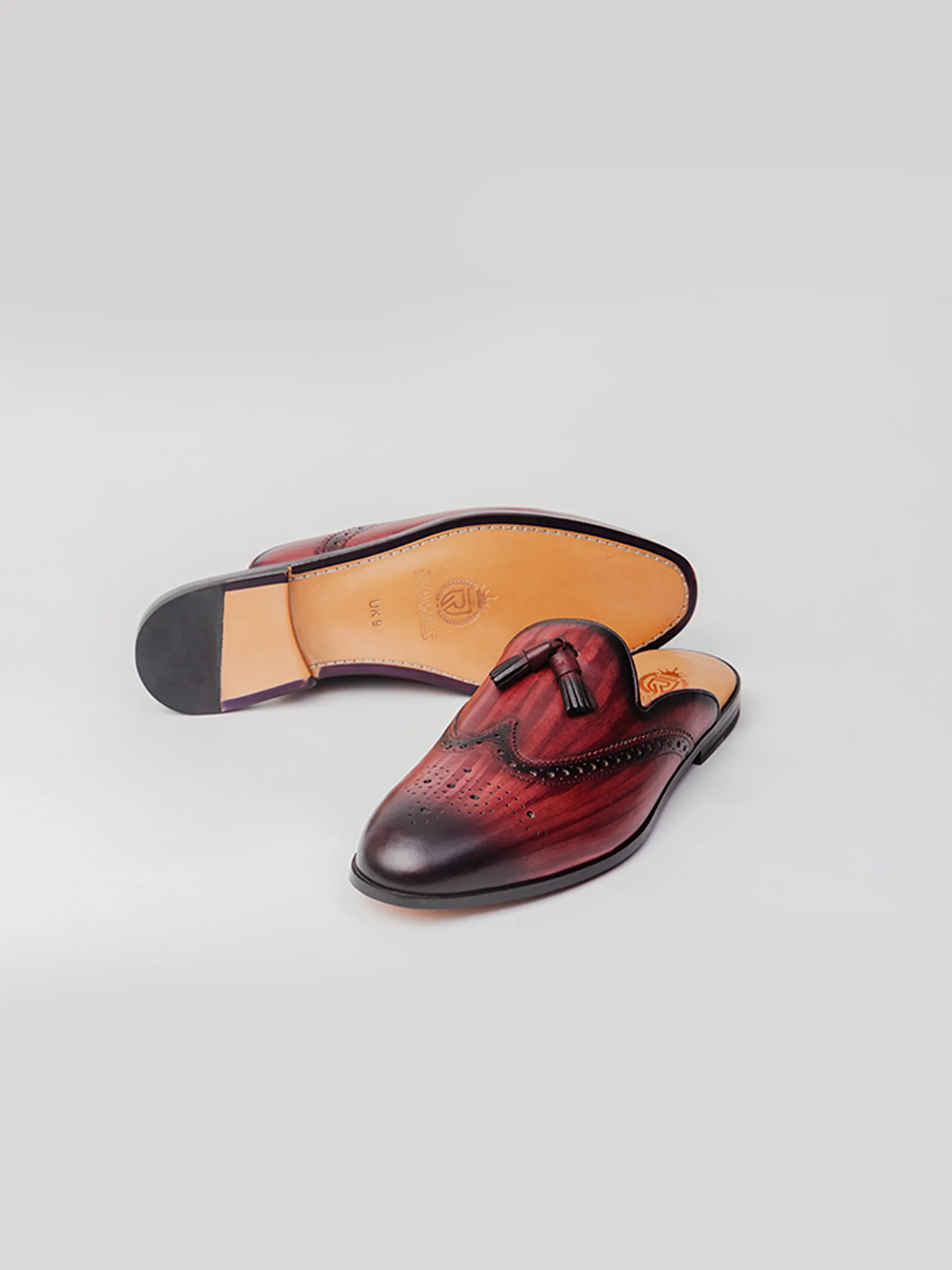 Seira Tassel Mules - Oxblood Patina