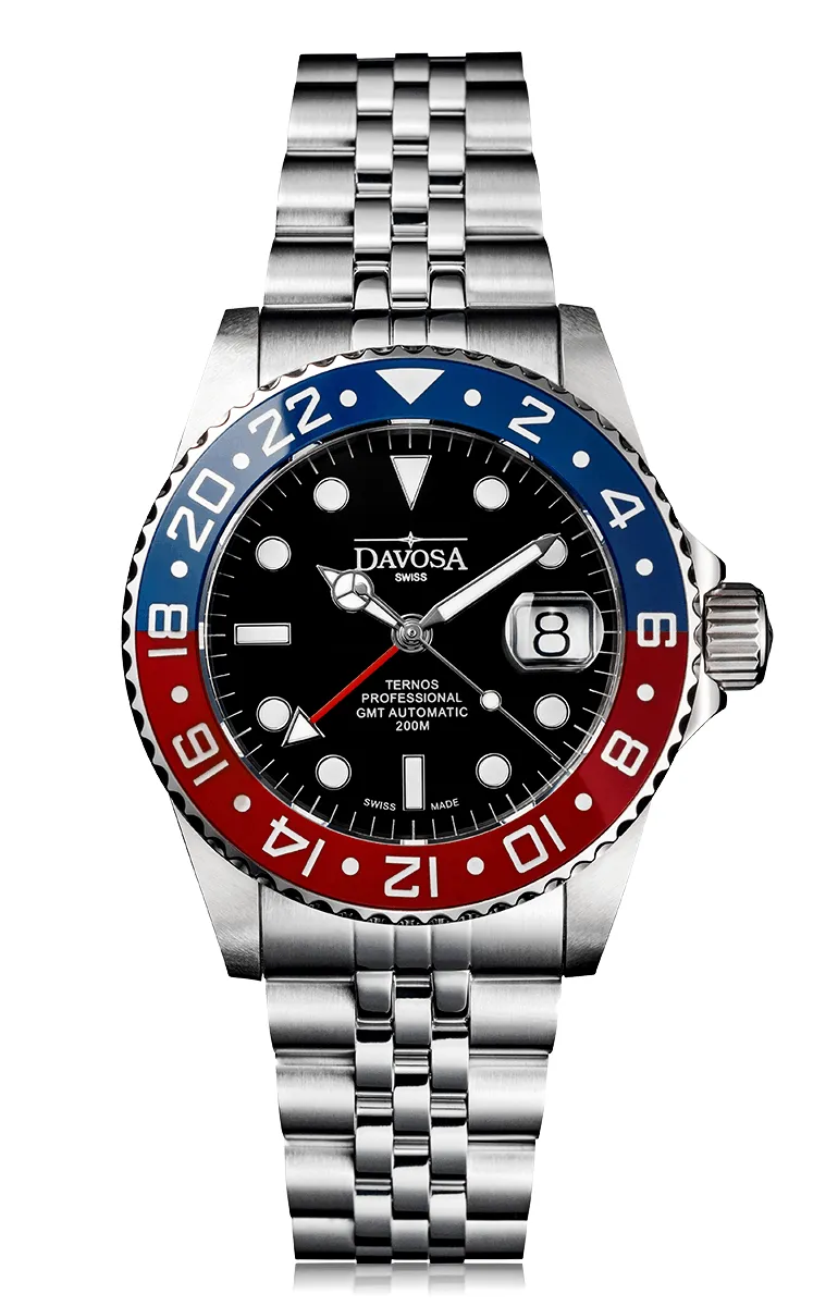 Ternos Professional Automatic 200m GMT Red Blue Diving Watch 16157106 M OUTLET