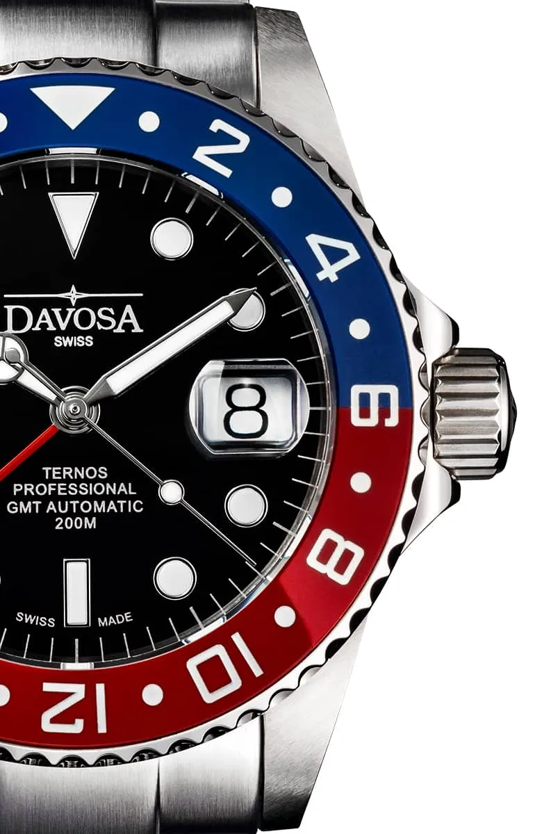 Ternos Professional Automatic 200m GMT Red Blue Diving Watch 16157106 M OUTLET